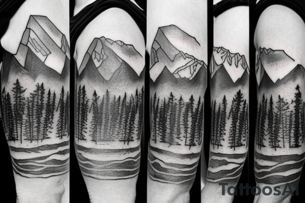 Mountain scape sleeve tattoo idea