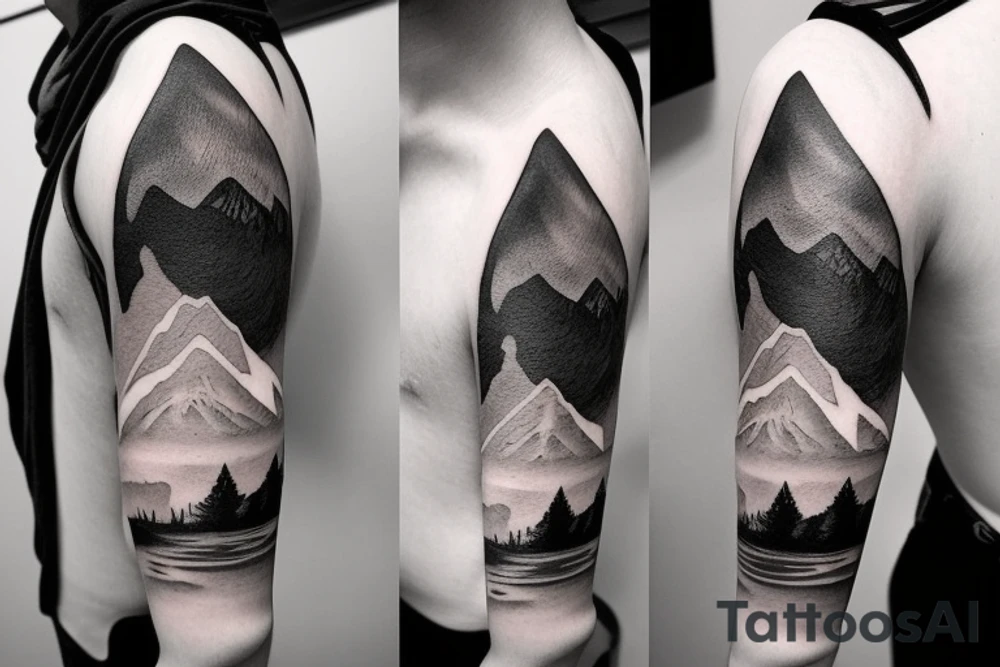 Mountain scape sleeve tattoo idea