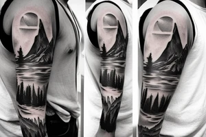 Mountain scape sleeve tattoo idea