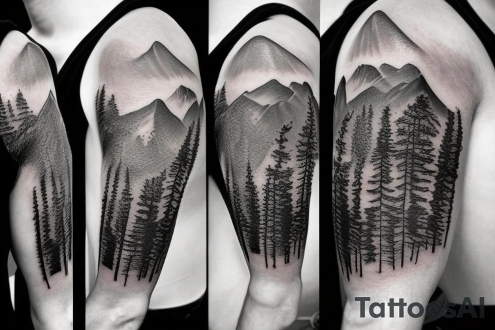 Mountain scape sleeve tattoo idea