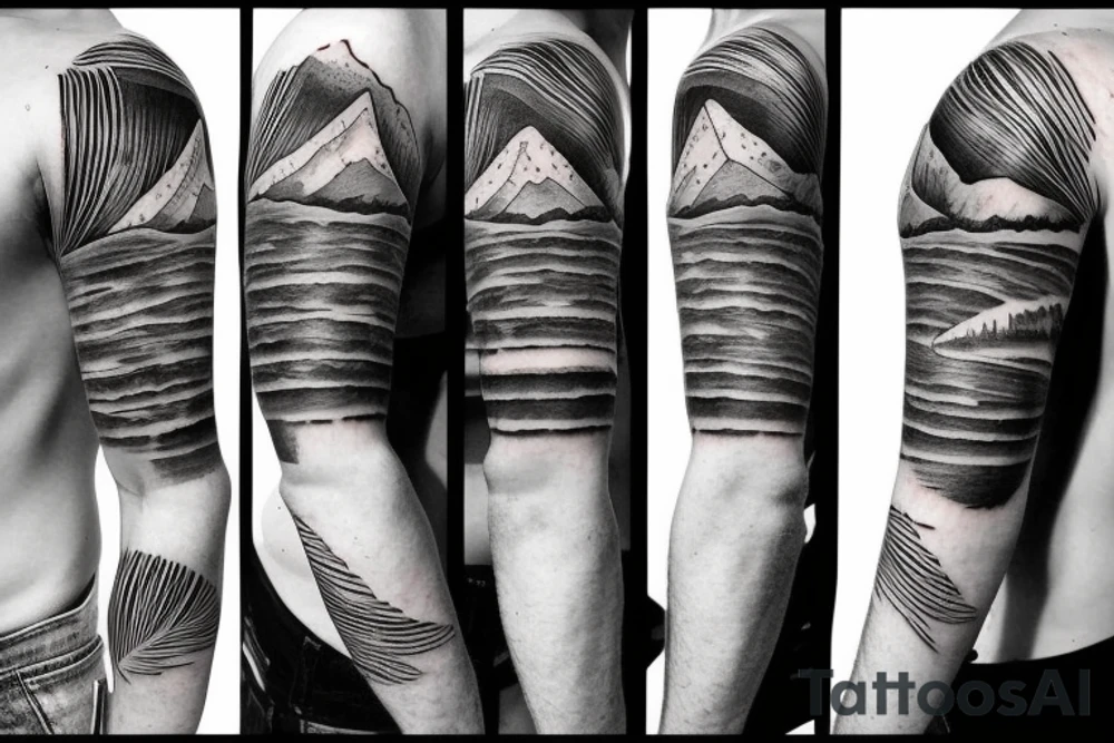 Mountain scape sleeve tattoo idea