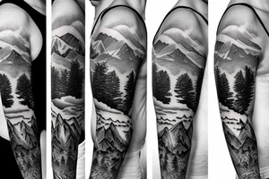 Mountain scape sleeve tattoo idea