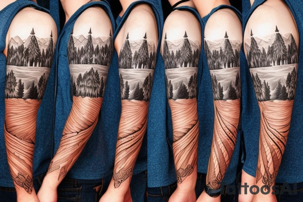 Mountain scape sleeve tattoo idea