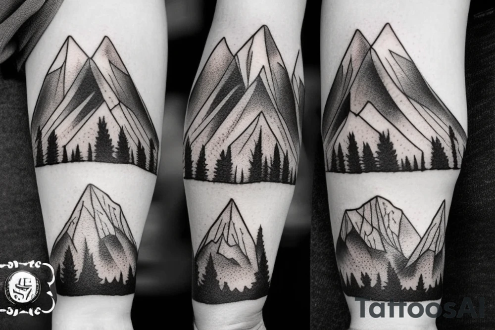 Mountain scape sleeve tattoo idea