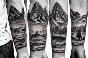 Mountain scape sleeve tattoo idea
