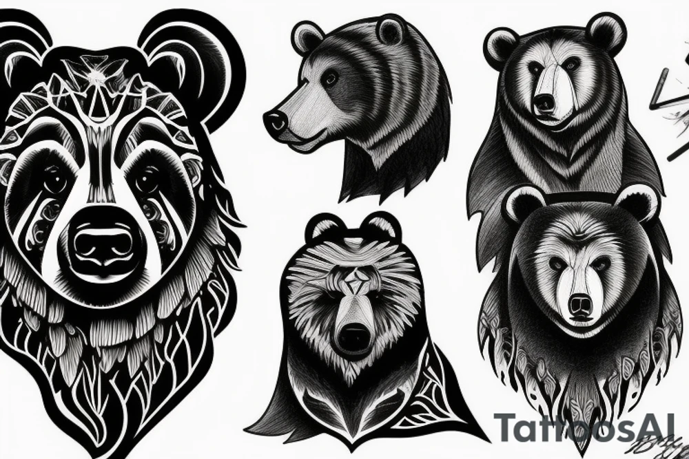 Bear in mountains tattoo idea