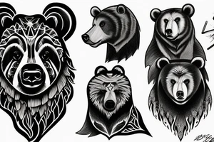 Bear in mountains tattoo idea