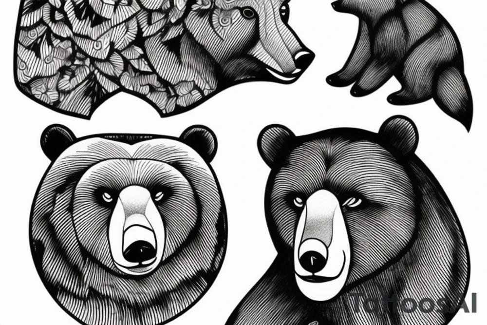 Bear in mountains tattoo idea