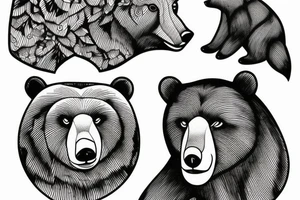 Bear in mountains tattoo idea