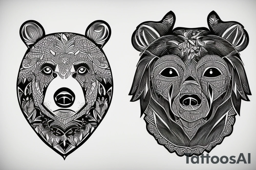 Bear in mountains tattoo idea