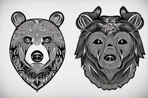 Bear in mountains tattoo idea