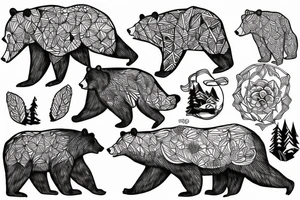 Bear in mountains tattoo idea