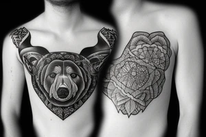 Bear in mountains tattoo idea