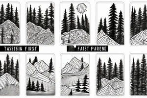 Pine forest and mountains tattoo idea