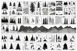 Pine forest and mountains tattoo idea