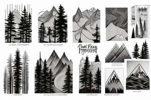 Pine forest and mountains tattoo idea