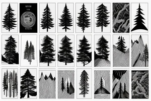 Pine forest and mountains tattoo idea