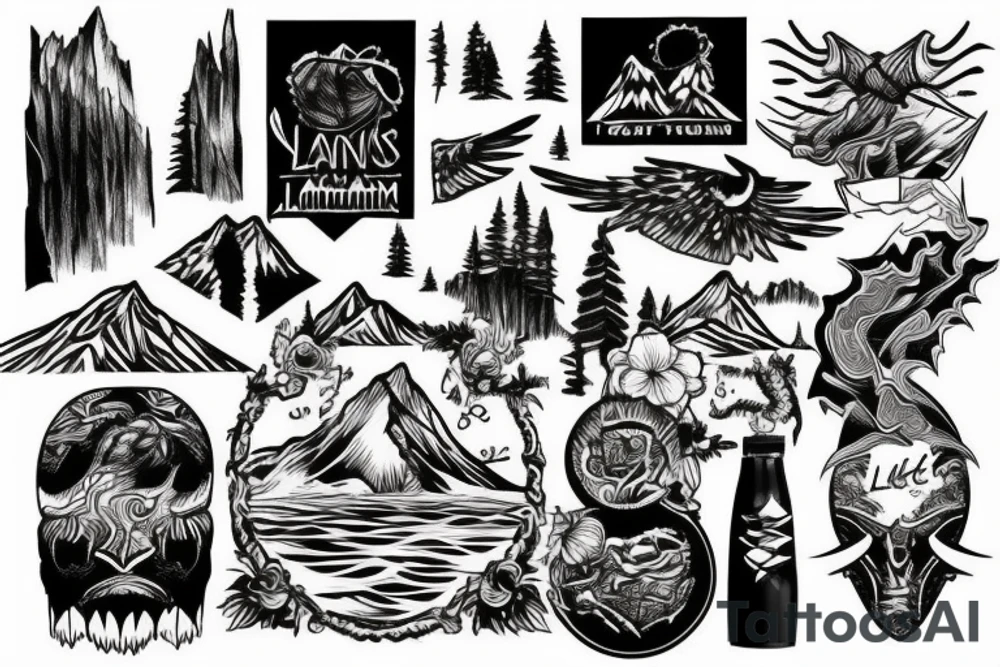 Mountains lake tattoo idea