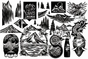 Mountains lake tattoo idea