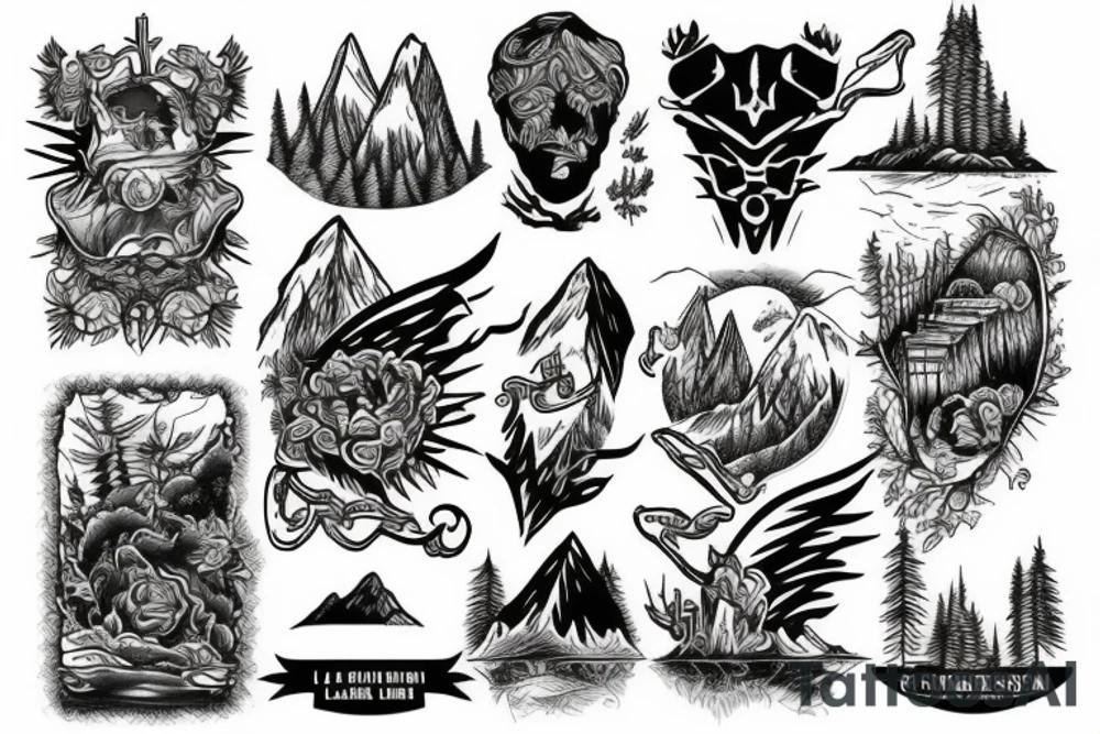 Mountains lake tattoo idea