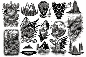 Mountains lake tattoo idea