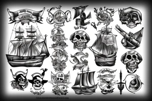 Stormy sea and old pirate ships tattoo idea