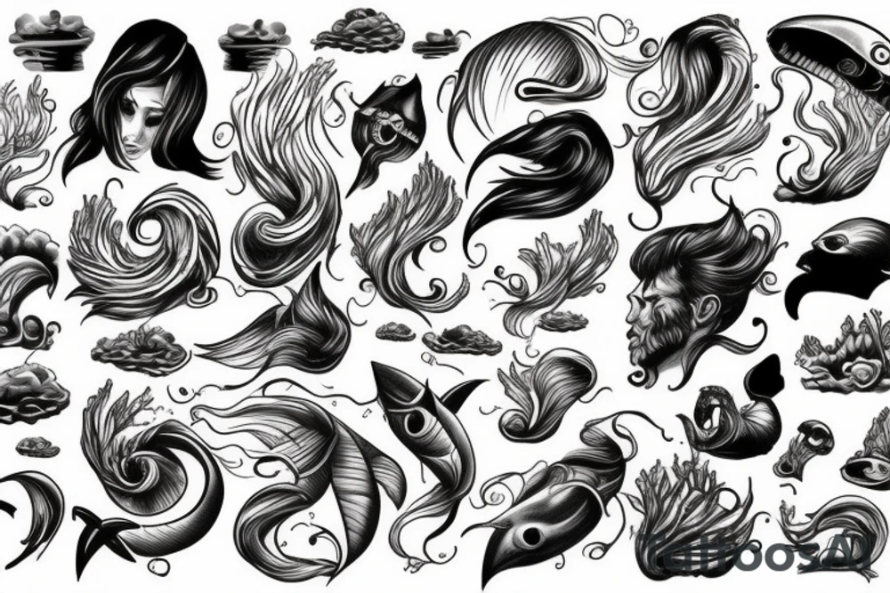 Stormy sea tattoo idea