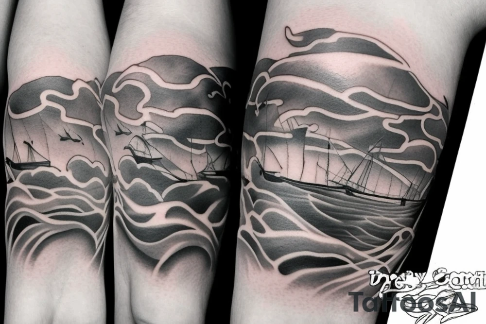Stormy ocean tattoo idea