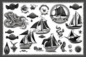 Ocean and ship tattoo idea