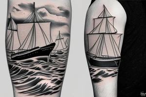 Ocean and ship tattoo idea