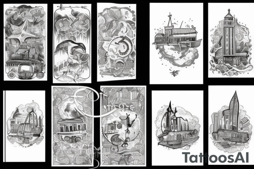 Contrast between city and seaside tattoo idea
