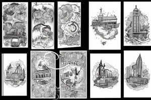 Contrast between city and seaside tattoo idea