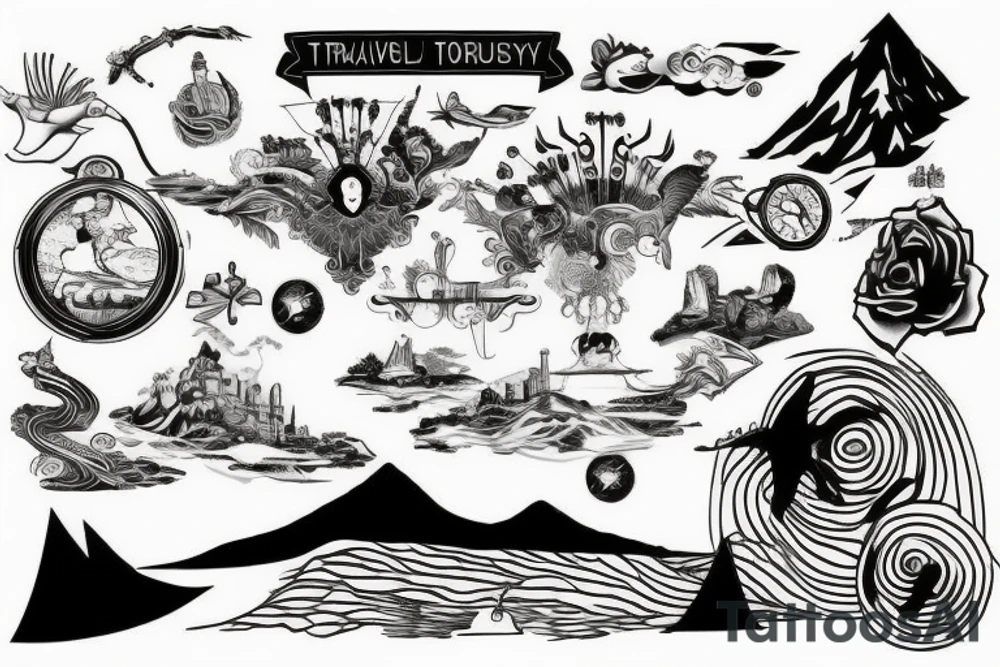 Travelling a long journey tattoo idea