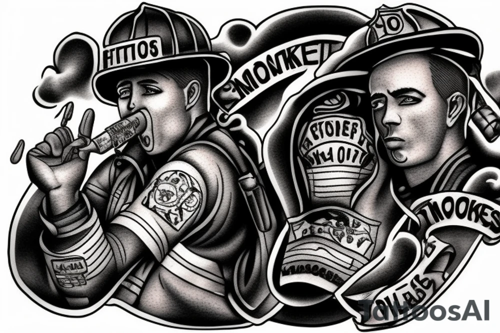 Firefighter in smoke tattoo idea