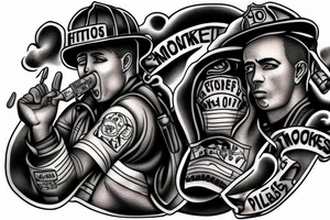 Firefighter in smoke tattoo idea