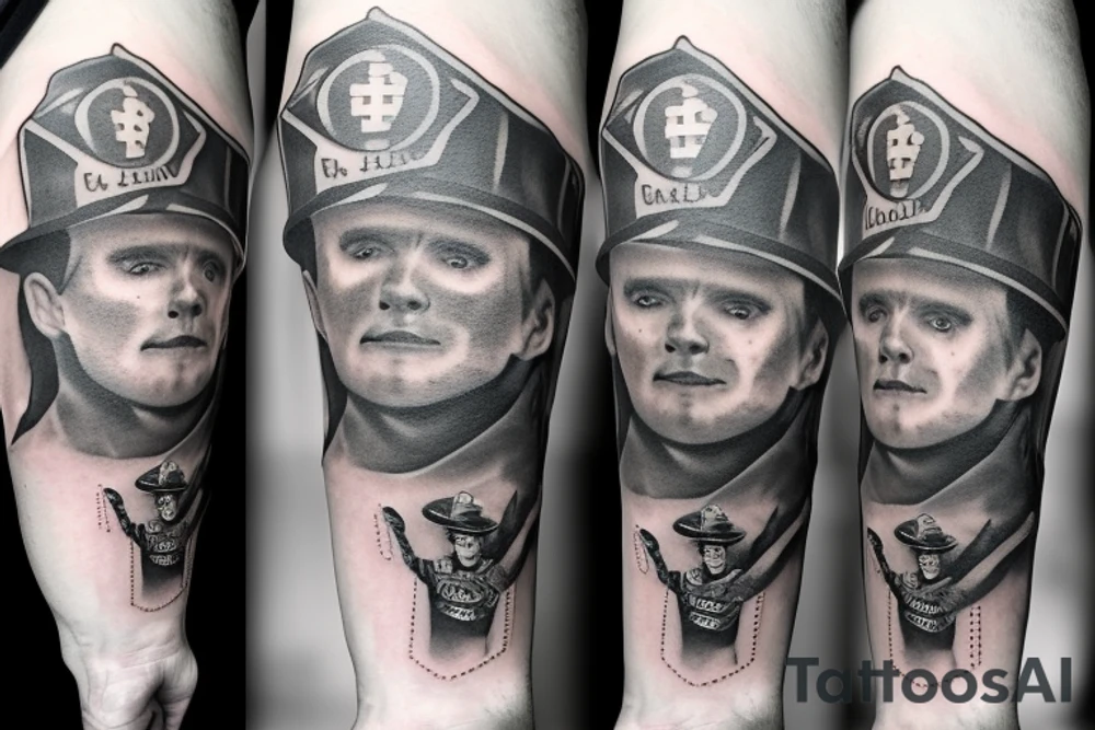 Firefighter in smoke tattoo idea