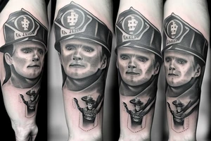 Firefighter in smoke tattoo idea