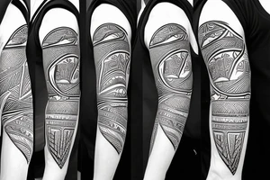 Cricket sport arm sleeve tattoo idea