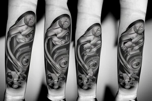 Grand piano, musical arm sleeve tattoo idea