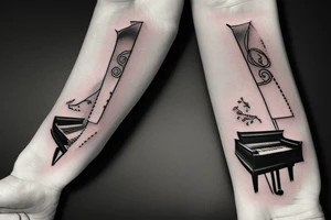 Grand piano, musical arm sleeve tattoo idea