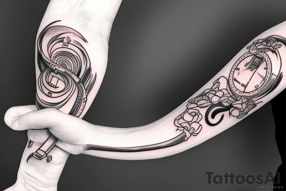 Grand piano arm sleeve tattoo idea
