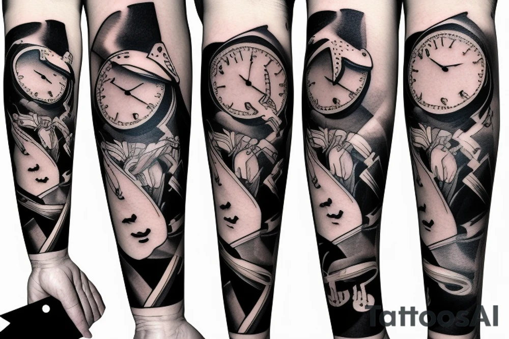 Grand piano arm sleeve tattoo idea