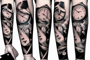Grand piano arm sleeve tattoo idea