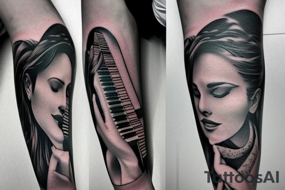 Grand piano arm sleeve tattoo idea