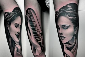 Grand piano arm sleeve tattoo idea