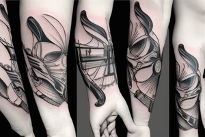 Grand piano arm sleeve tattoo idea