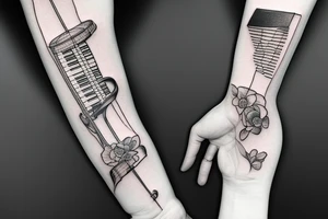 Grand piano arm sleeve tattoo idea