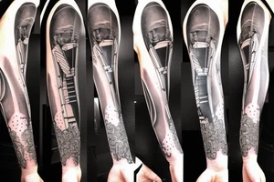 Grand piano arm sleeve tattoo idea
