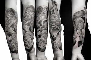 Grand piano arm sleeve tattoo idea
