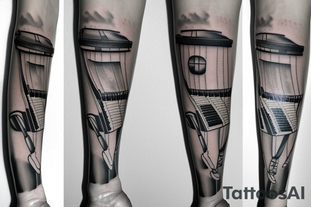 Grand piano arm sleeve tattoo idea